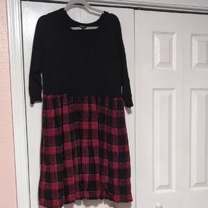 Torrid Black and Red Plaid Long Sleeve Dress
